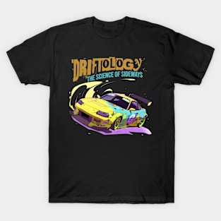 Driftology The Science of Sideways yellow drift car T-Shirt